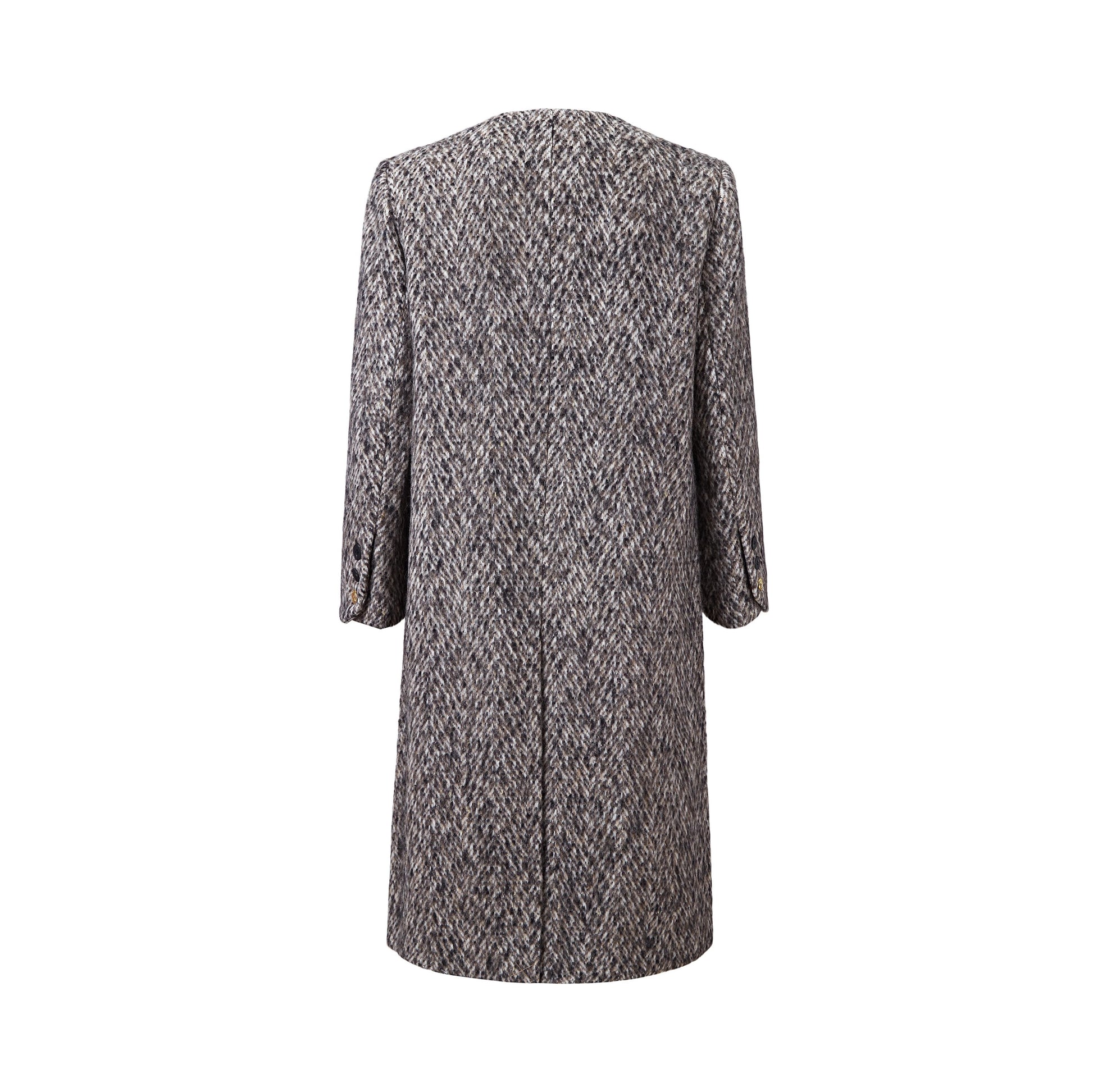 Manteau long imprimé avec col en V et fermeture boutonnée